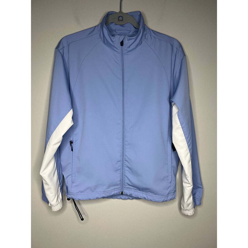 Adidas ClimaProof Windbreaker Jacket Full Zip Women's S/P Cinched-Hem Periwinkle